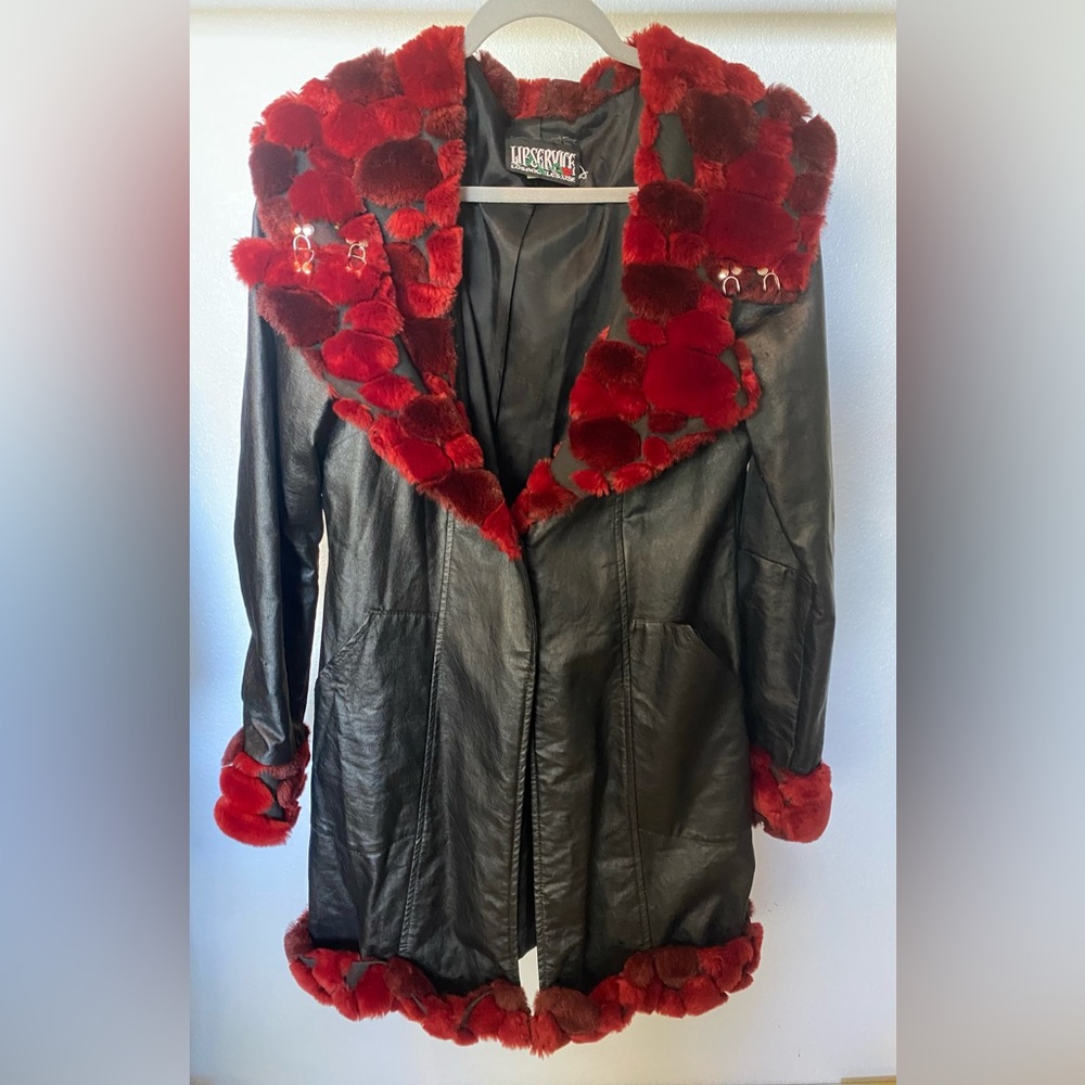Pleather faux fur jacket L
